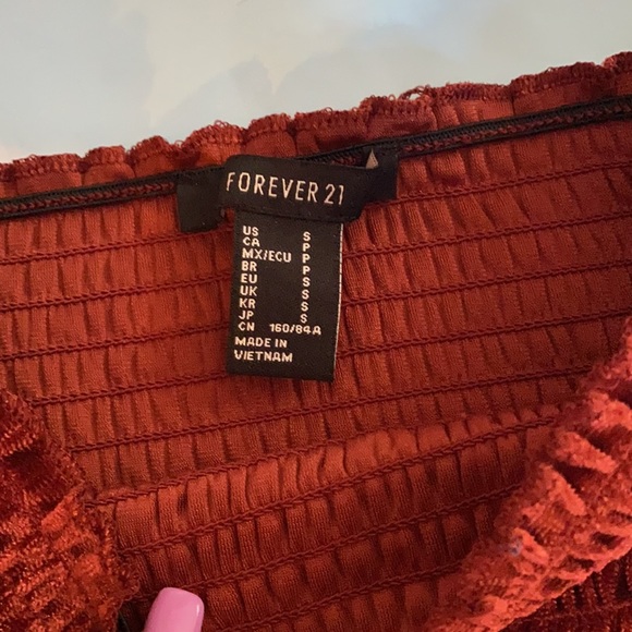 Velvet red off the shoulder top - Picture 4 of 5